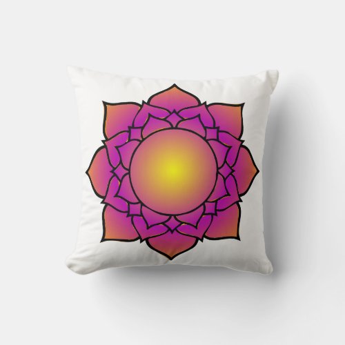 Radiant Lotus Flower Throw Pillow
