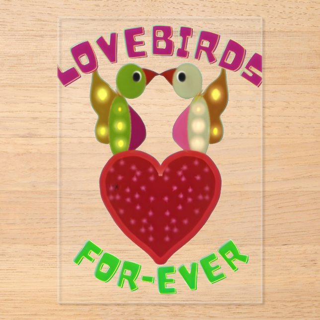 Radiant Lovebirds Heart Design  Acrylic Invitations (Front)