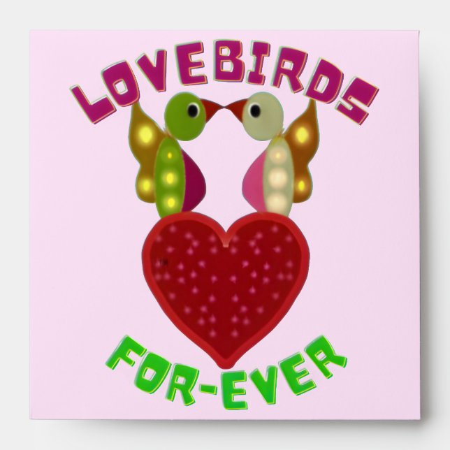 Radiant Lovebirds Heart Design  Envelope (Front)