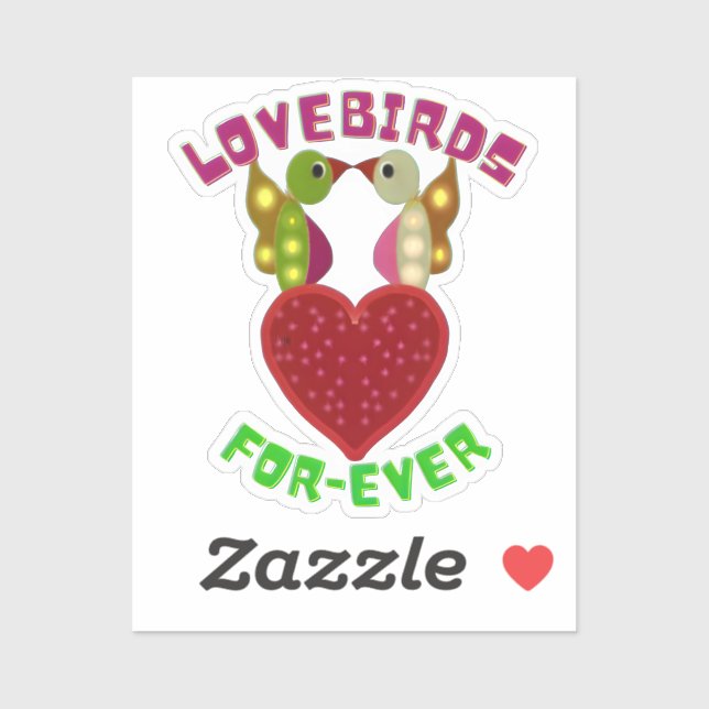 Radiant Lovebirds Heart Design  Sticker (Sheet)