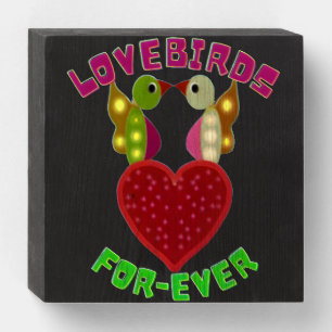 Radiant Lovebirds Heart Design Wooden Box Sign