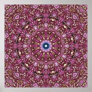 Radiant Magenta Mandala Kaleidoscope Print