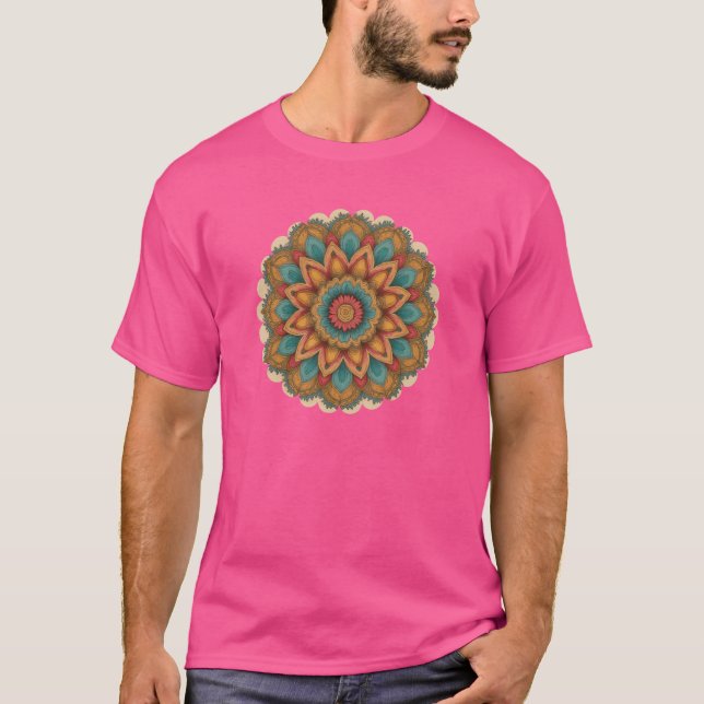 Radiant Mandala Boho Style Design T-Shirt (Front)