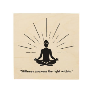 Radiant Meditation Silhouette Wood Wall Art