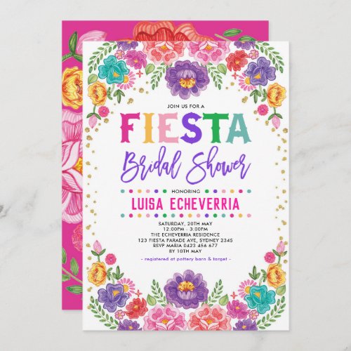 Radiant Mexican Floral Fiesta Bridal Shower Invitation