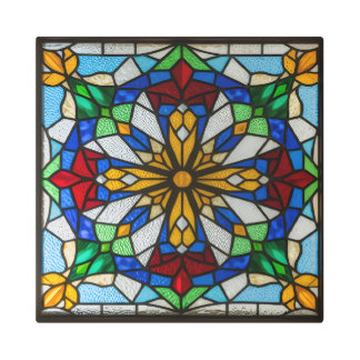 Radiant Mosaic Star – Stained Glass Metal Wall Art