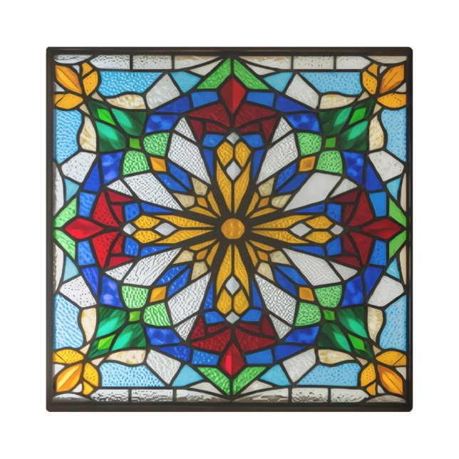 Radiant Mosaic Star – Stained Glass Metal Wall Art (Front)