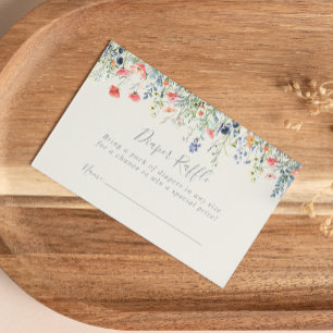 Radiant Multicolor Wildflower Diaper Raffle Ticket Enclosure Card