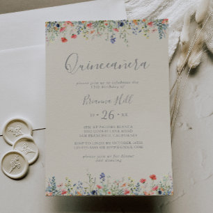 Radiant Multicolor Wildflower Quinceañera Invitation