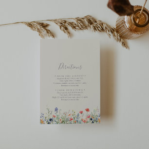 Radiant Multicolor Wildflower Wedding Directions Enclosure Card