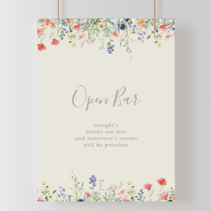 Radiant Multicolor Wildflower Wedding Open Bar Poster