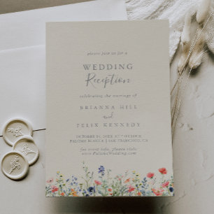 Radiant Multicolor Wildflower Wedding Reception Invitation