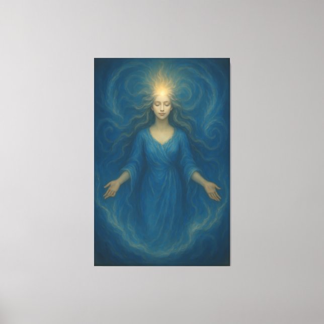 Radiant Ocean Goddess – Luminescent Spirit Awakeni Canvas Print (Front)