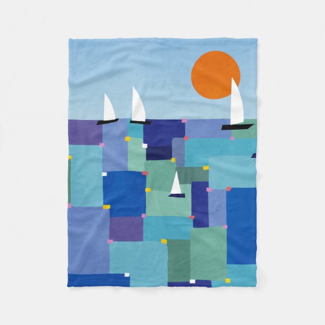 Radiant Ocean Voyage Fleece Blanket (Front)