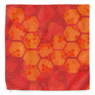 Radiant Orange Honey-Comb Design Bandana