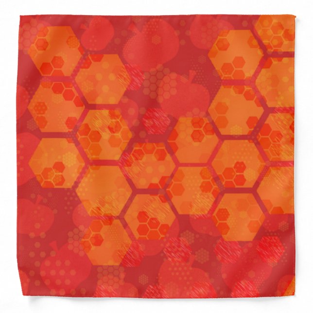 Radiant Orange Honey-Comb Design Bandana (Front)
