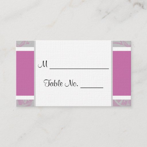 Customizable Radiant Orchid and Grey Posh Wedding Place Cards Business Card