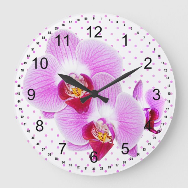 Radiant Orchid Closeup Photograph Large Clock (Front)