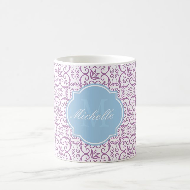 Radiant Orchid Damask Monogram Mug (Center)