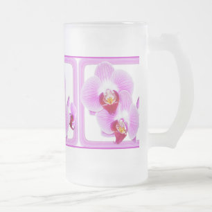 Radiant Orchid Floral Photography / Square Frame Frosted Glass Beer Mug