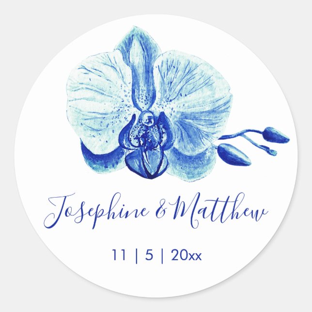 Radiant Orchid Flower Wedding Classic Round Sticker (Front)