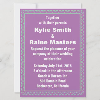 Radiant Orchid & Hemlock Green Wedding Invitation