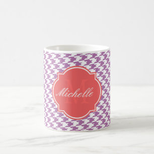 Radiant Orchid Houndstooth Monogram Mug