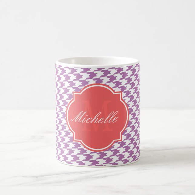 Radiant Orchid Houndstooth Monogram Mug (Center)