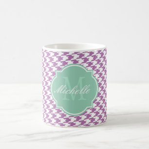 Radiant Orchid Houndstooth Monogram Mug