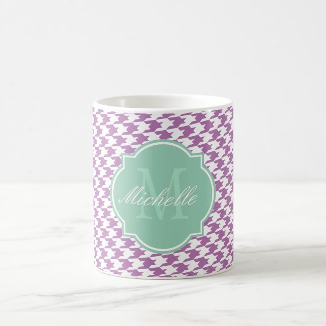 Radiant Orchid Houndstooth Monogram Mug (Center)
