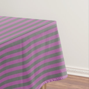 Radiant Orchid Purple and Gray Stripe Tablecloth