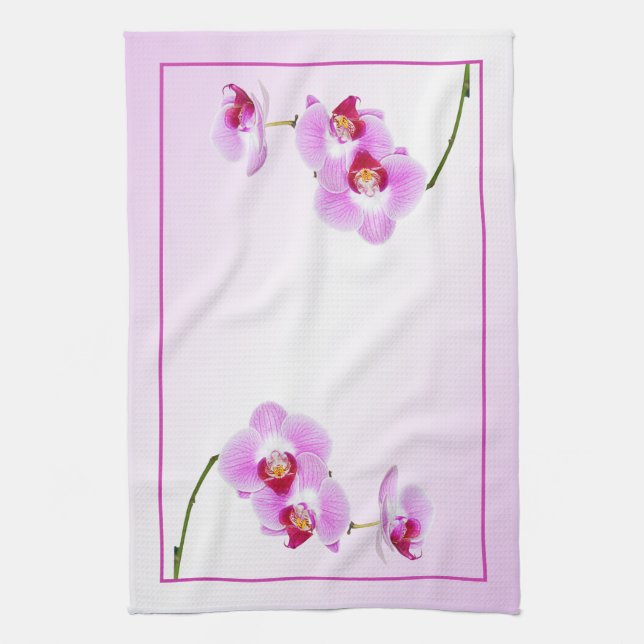 Radiant Orchid Tropical Floral Photography Kitchen Towel (Vertical)