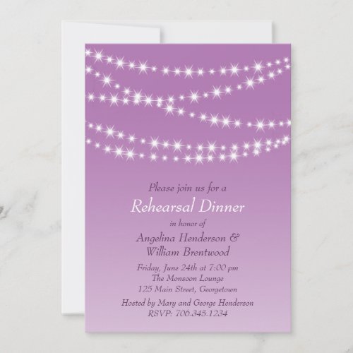 Radiant Orchid Twinkle Lights Rehearsal Dinner Invitation