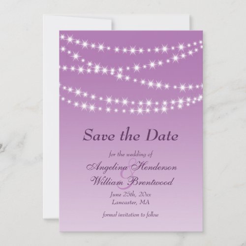Radiant Orchid Twinkle Lights Save the Date
