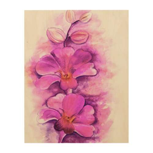 Radiant orchid watercolor art wood print