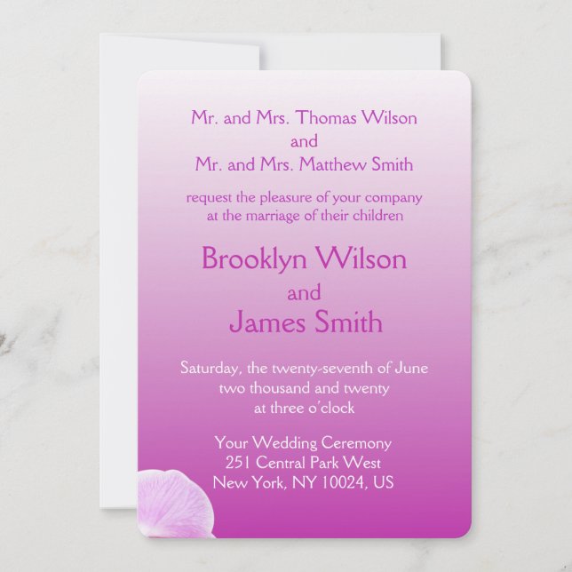 Radiant Orchid Wedding Invitations (Front)