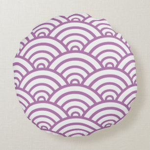 Radiant Orchid & White Scallop Round Pillow