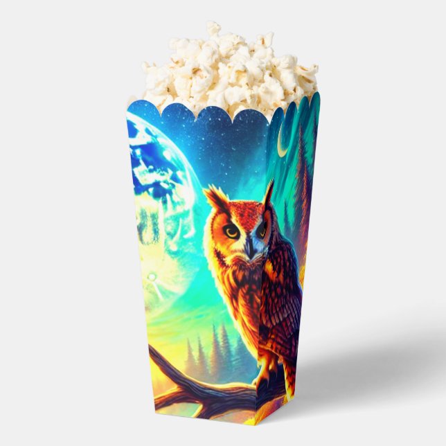 Radiant Owl Cosmic Scene Favor Boxes (Popped)