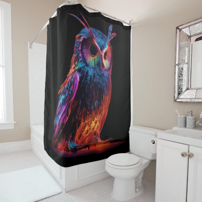 Radiant Owl Shower Curtain (In Situ)
