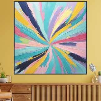 Radiant Palette Knife Abstract – Energetic Burst W Canvas Print