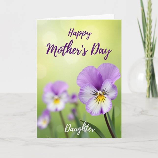 Radiant Pansy Mothers Day Card (Front)