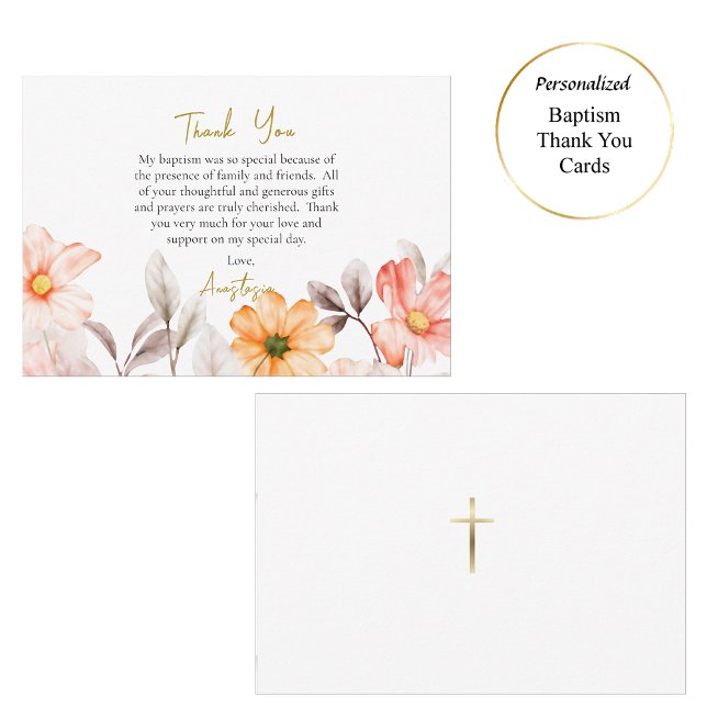 Radiant Pastel Spring Flowers Orthodox Baptism     Thank You Card (Creator Uploaded)