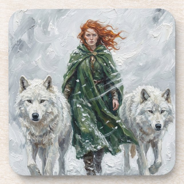 Radiant Peace Dove Lantern Imbolc Snowdrops Art Beverage Coaster (Front)