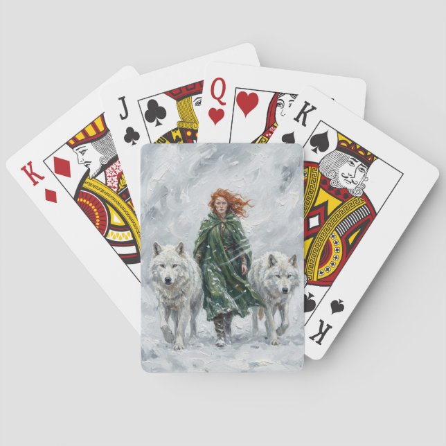 Radiant Peace Dove Lantern Imbolc Snowdrops Art Poker Cards (Back)