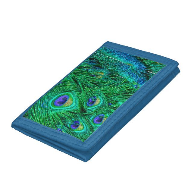Radiant Peacock Feathers Photo Design Trifold Wallet (Bottom)