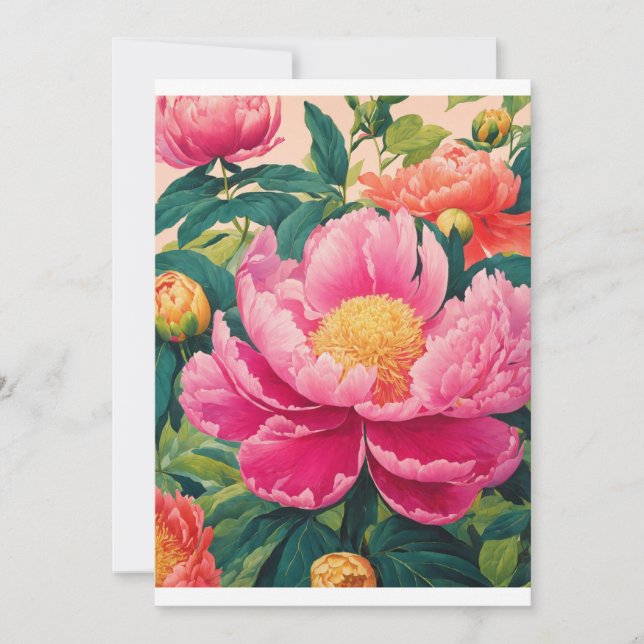 "Radiant Peonies: Hyper-Realistic Blossoms" Invitation (Front)