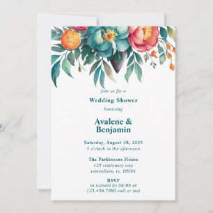 Radiant Peony Bouquet Wedding Invitation