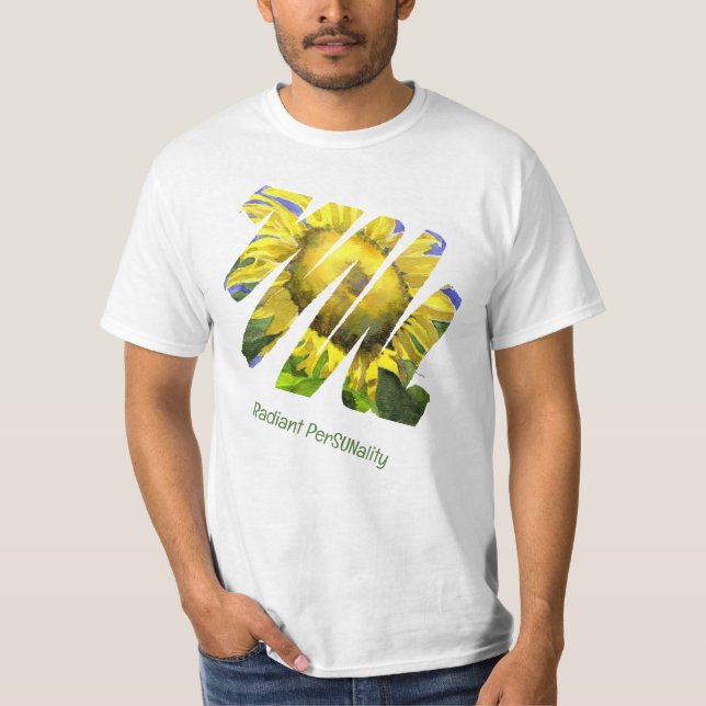 Radiant PerSUNality Sunflower Watercolor Apparel T-Shirt (Front)