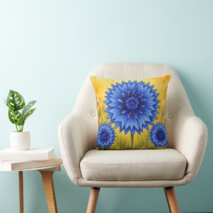 Radiant Petal: Cornflower Blue Throw Pillow