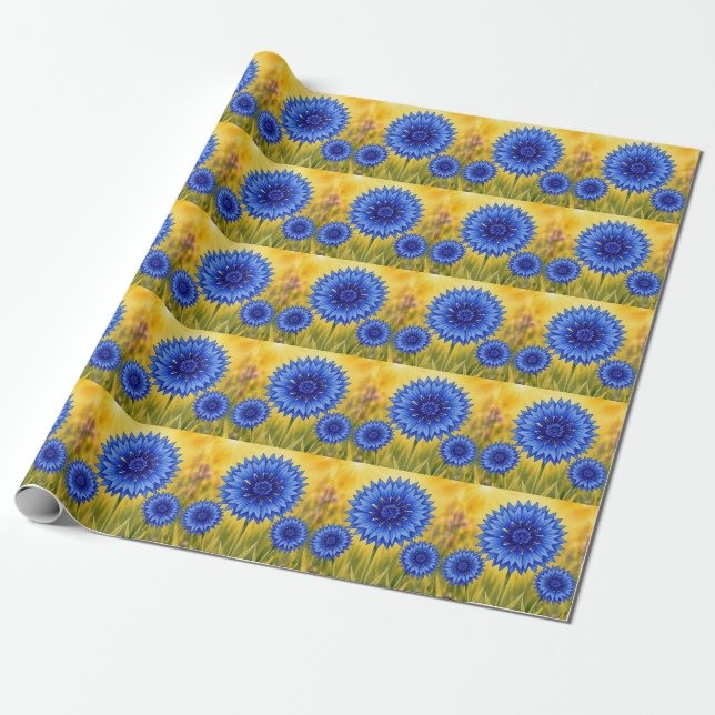 Radiant Petal Series – Cornflower Wrapping Paper (Unrolled)